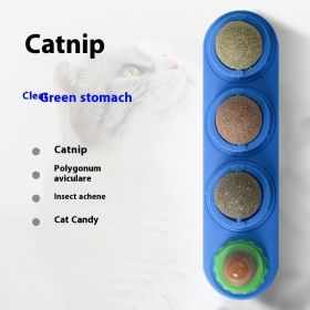 4 In 1 Rotating Catnip Silver Vine Ball Teeth Cleaning Acne Prevention Digestive Health Wall Stick On Toy Edible Safe Material (Option: blue Three in one box)