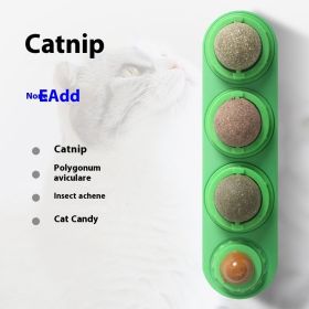 4 In 1 Rotating Catnip Silver Vine Ball Teeth Cleaning Acne Prevention Digestive Health Wall Stick On Toy Edible Safe Material (Option: green Three in one box)