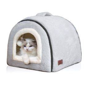 Cat Bed For Indoor Cats Foldable Cat Cave Anti-Slip Water-Resistant Bottom Cat Houses For Indoor Cats Or Small Dogs Kitten Tent (Option: Grey)