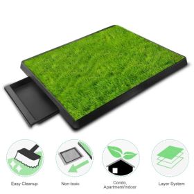 Dog Toilet Indoor Puppy Training Pad, Dog Potty Pet Training Grass Mat, Removable Waste Tray For Easier Clean Up, Artificial Turf, 25'X20' (Option: Defaulttitle)