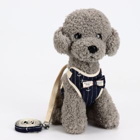 Dog Breathable Mesh Harness with Leash Pet Walking Harness with Cute Bows Adjustable Training Vest (Color: Blue, size: m)