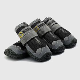 Pet Non-Skid Booties, Waterproof Socks Breathable Non-Slip with 3m Reflective Adjustable Strap Small to Large Size (4PCS/Set) Paw Protector (Color: Black, size: m)