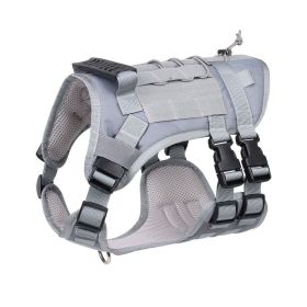 Tactical Dog Harness For Small Medium Large Dog; Dog Harness Vest With Soft Padded And D-Ring Collar (Color: Grey, size: m)
