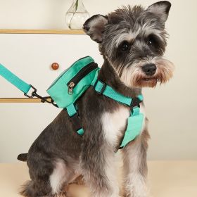 Pet Harness And Leash Set For Dog & Cat; No Pull Dog Vest Harness With Backpack; Cute Dog Leash (Color: Green, size: m)