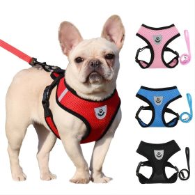 Reflective Pet Harness And Leash Set For Dog & Cat; Adjustable No Pull Dog Harness With Soft Mesh (Color: Red, size: m)