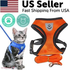 Cat Dog Pet Harness Adjustable Control Vest Dogs Reflective S M L XL Leash (Color: Orange, size: m)
