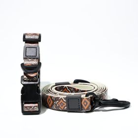 Trendy Printed PVC Dog Leash & Collar Set, Waterproof Durable Pet Lead with Unique Pattern, Adjustable for Small Medium Large Dogs (Pattern: Brown Ethnic Pattern, size: m)