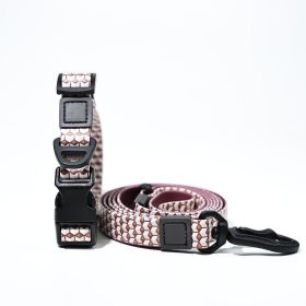Trendy Printed PVC Dog Leash & Collar Set, Waterproof Durable Pet Lead with Unique Pattern, Adjustable for Small Medium Large Dogs (Pattern: Pink Retro Cube, size: m)